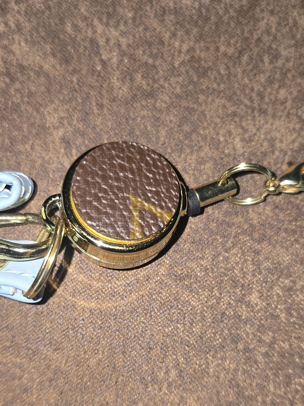 Custom Blue Faux Leather Card ID Holder Lanyard & Retractable Reel NWOT